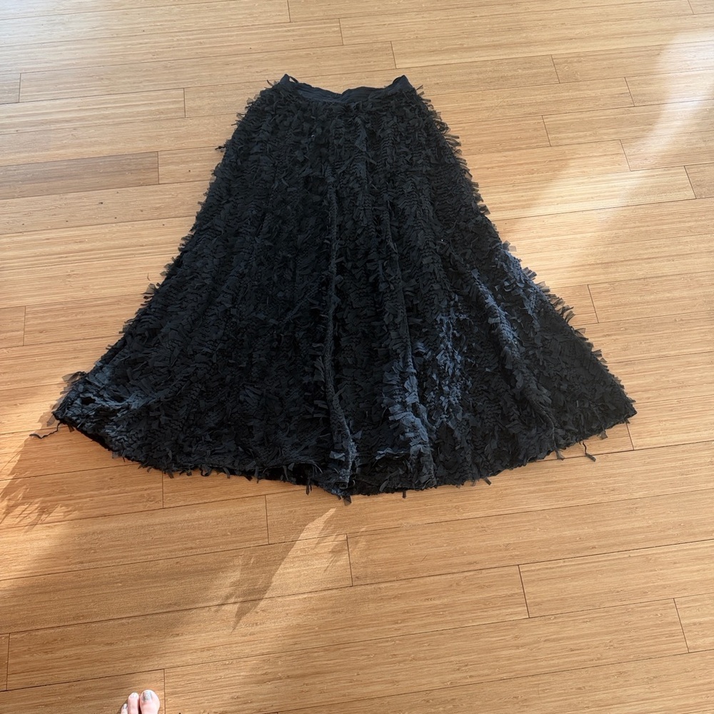 Anthropologie Black Textured A-Line Skirt